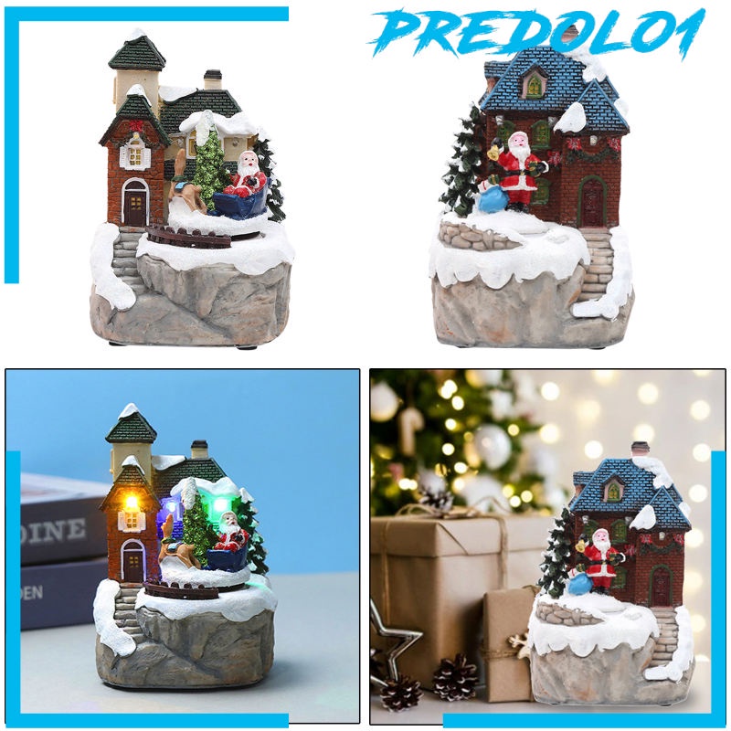 [PREDOLO1] Resin Christmas Music Box Presents Collection Snow View House for Home