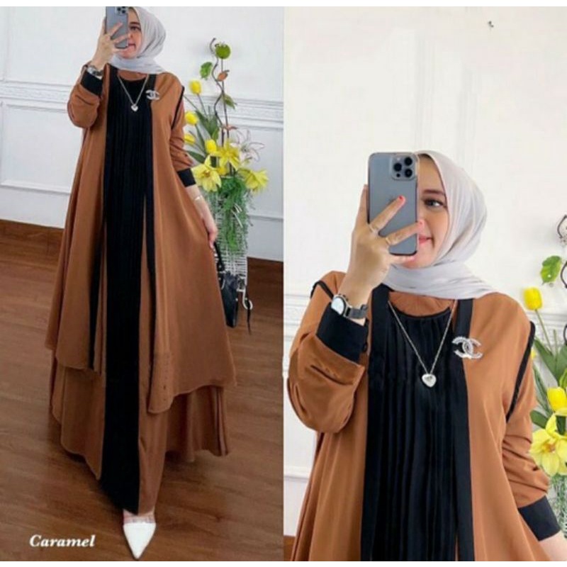 Baju Gamis Wanita Terbaru Ranaya Dress Gamis Ceruty Babydoll Model Kekinian Terbaru Gamis Dress