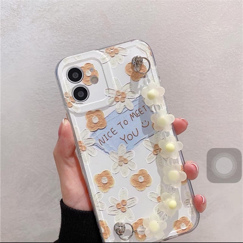Gold Flower Chain Softcase Polos iphone 7/8+ XS XS Max XR 11 Pro Max 12 Pro Max