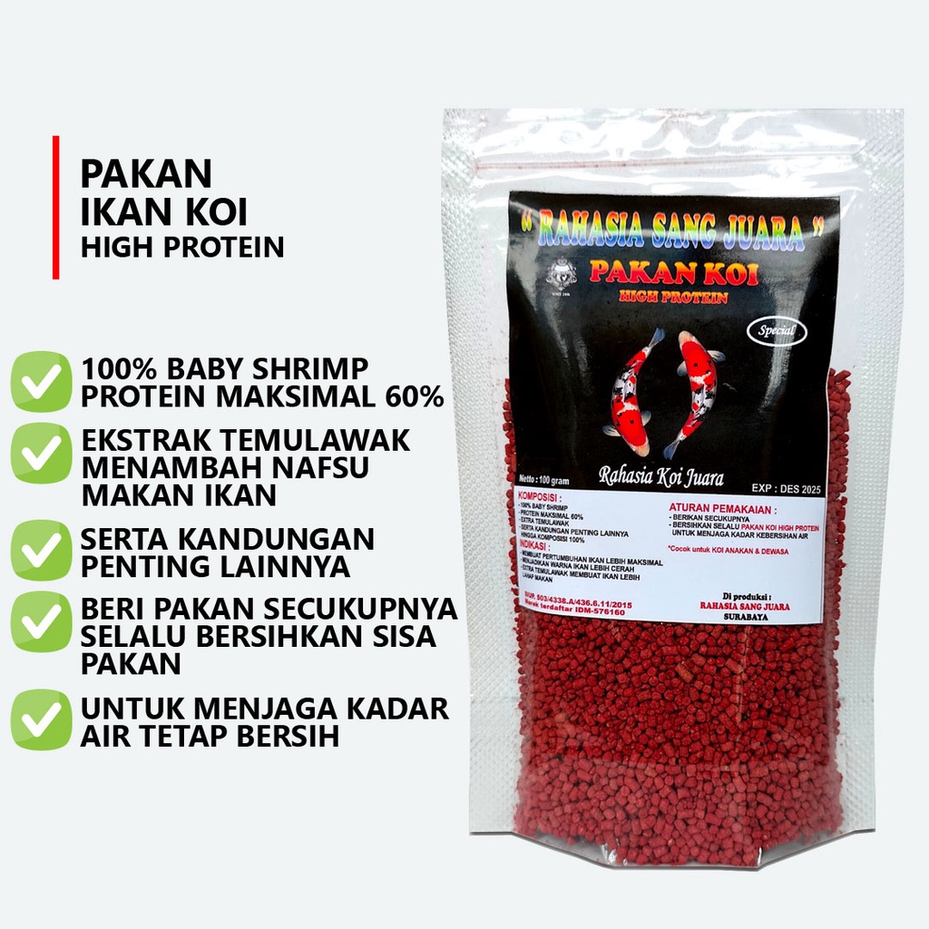 PAKAN KOI MAKANAN IKAN KOI PROTEIN TINGGI MENINGKATKAN PERTUMBUHAN DAN WARNA LEBIH CERAH