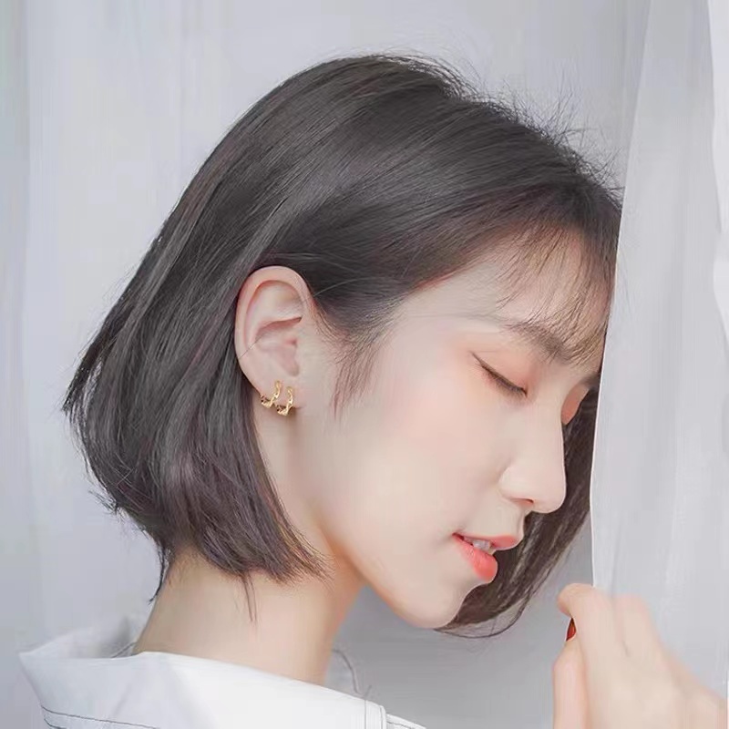 Anting s925 Silver Needle Bentuk Geometris Twisted Gaya Korea Untuk Wanita