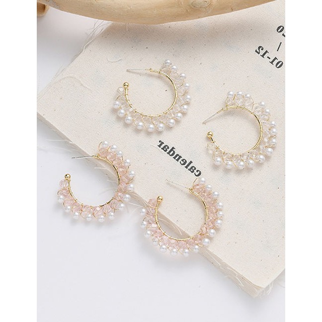 LRC Anting Tusuk Fashion White Silver Needle Woven Crystal K15910