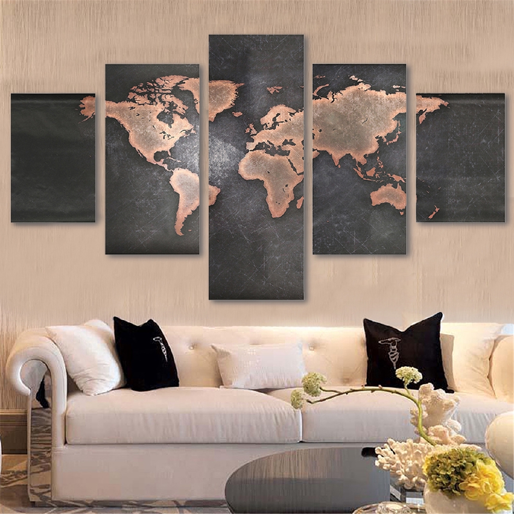 Livinghouse 5pcs Unframed Vintage World Map Modern Canvas Print Wall Art Painting Picture Shopee Indonesia