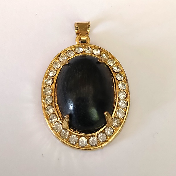 Liontin Batu Akik Fosil Galih Kelor Hitam Antik