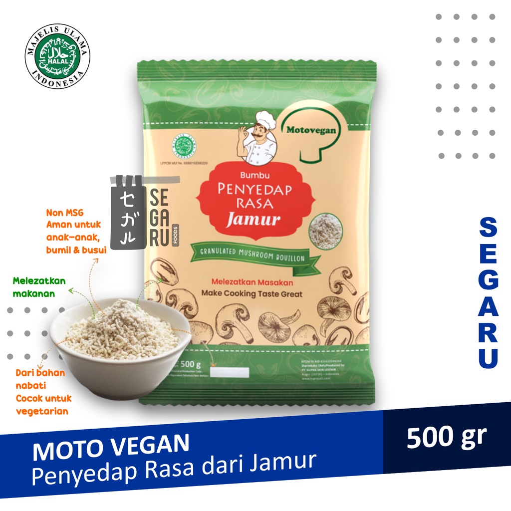 Moto Vegan Kaldu Jamur Bumbu Masak Tanpa MSG Motovegan Halal 500 gr