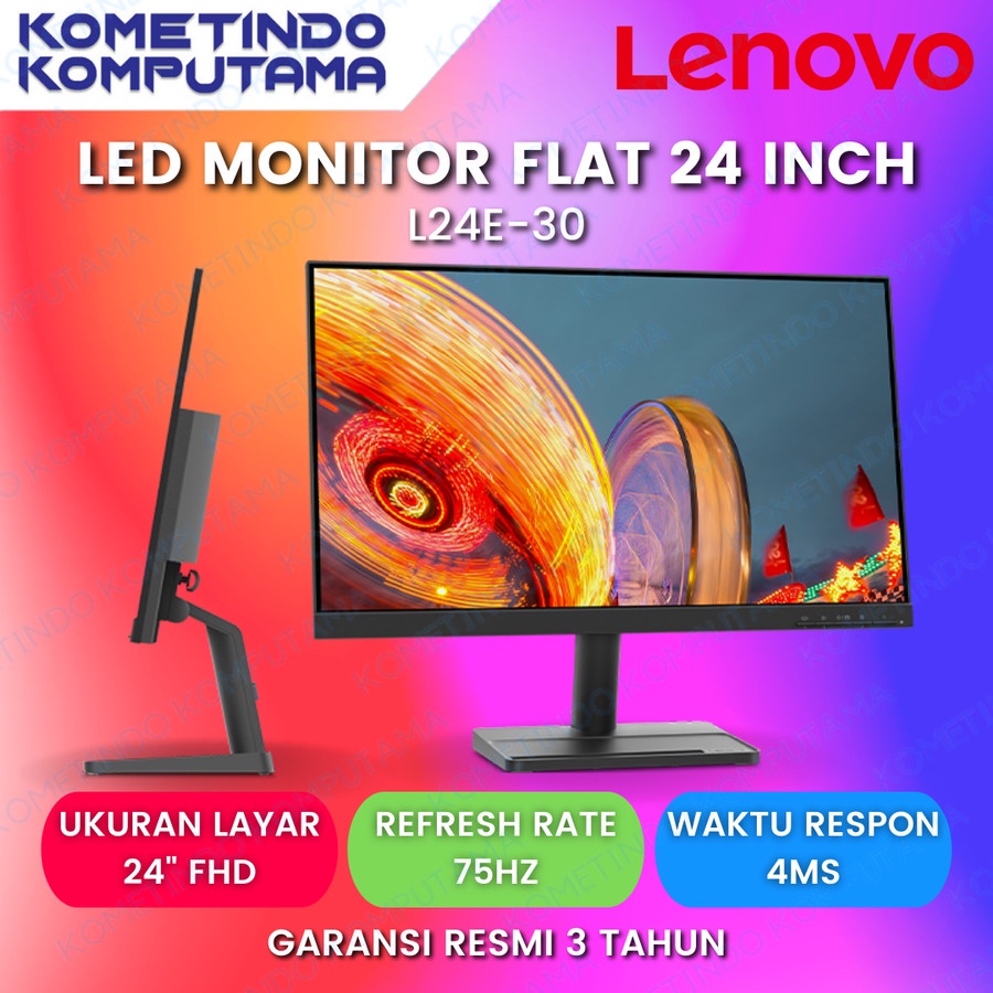 Lenovo L24e-30 24&quot; LED Monitor FLAT FHD 75HZ VGA HDMI GARANSI RESMI 24 inch