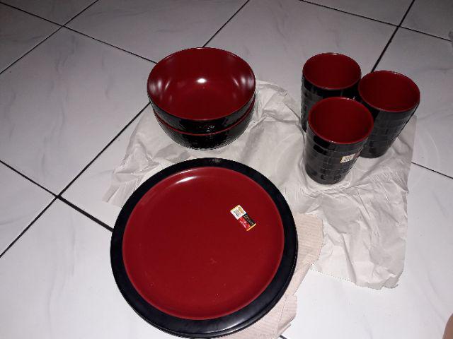 Golden Dragon Melamine Red/black Piring Datar Bulat [9 Inch/ 23 Cm]