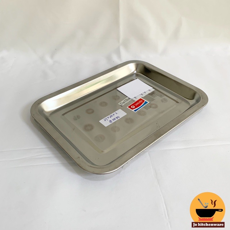 Nampan / baki segi stainless ceper sakura tebal / 27x20x2 cm