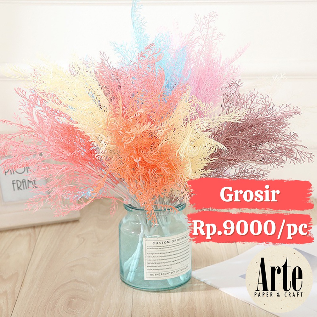 1 Pcs Misty Pine Leaf X5 Daun Cemara Asparagus Artificial Hiasan Kamar Tidur Ruang Tamu Dekorasi Aks