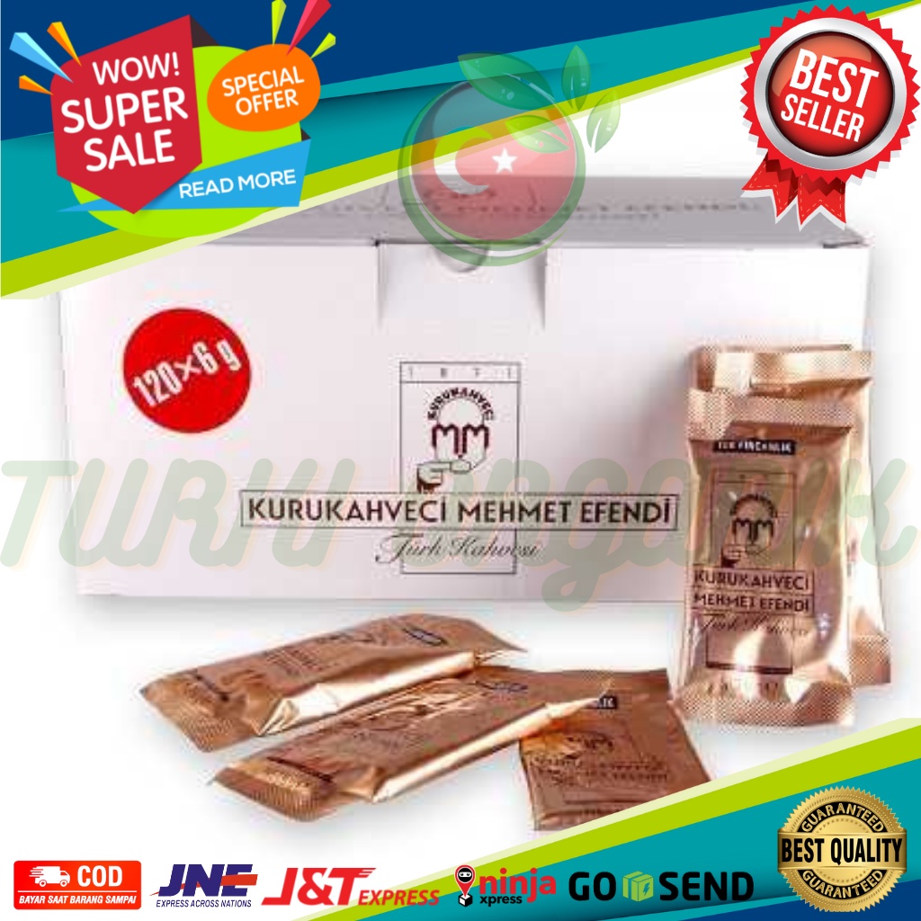 (BONUS BROWN SUGAR) KOPI TURKI MEHMET EFENDI ASLI TURKI 100% TANPA KAFEIN - PREMIUM COFFEE NON CAFFEINE 50 GRAM TURKEY