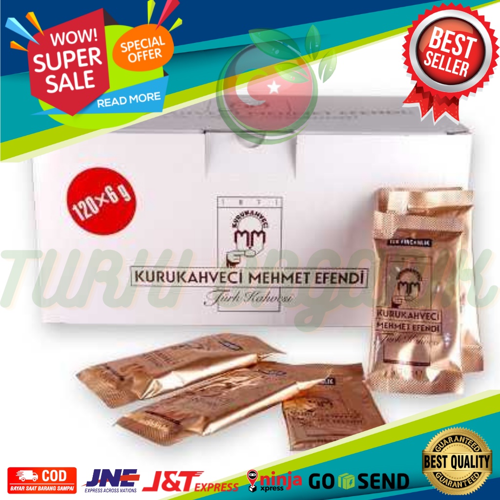 (BONUS BROWN SUGAR) KOPI TURKI MEHMET EFENDI ASLI TURKI 100% TANPA KAFEIN - PREMIUM COFFEE NON CAFFEINE 50 GRAM TURKEY