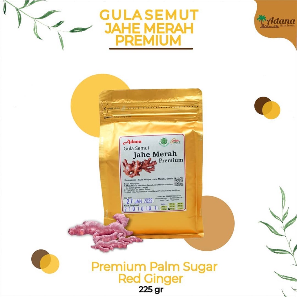 

Gula Semut Jahe Merah Premium/ Jahe Merah Aren Premium 100% Asli Gula Semut Gula Herbal Kemasan Alumunium Foil 225gr