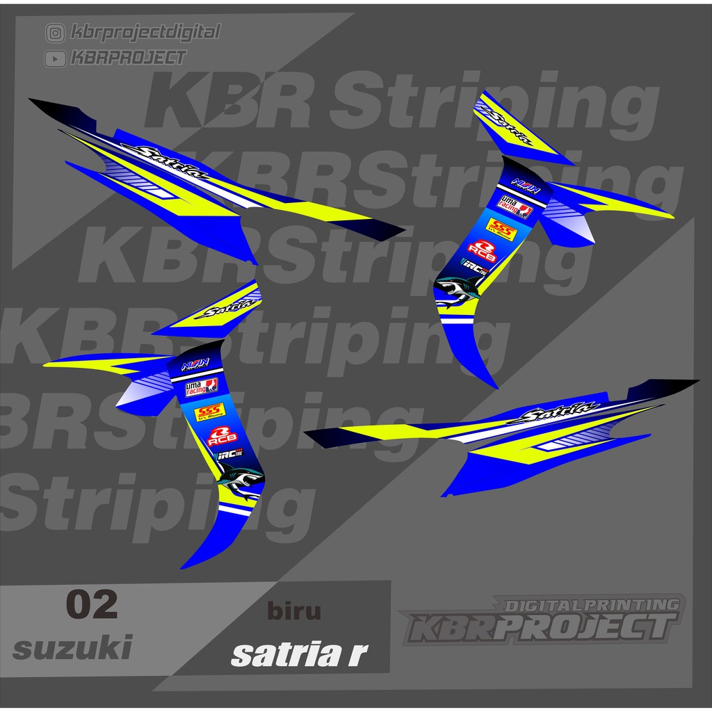 (cod) Stiker Motor satria hiu 2 tak striping list motor honda Racing terlaris HOLOGRAM TRANSPARAN