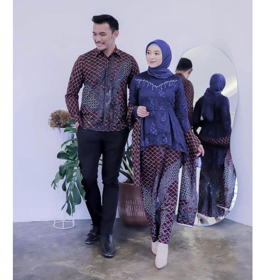[AT1171]❊ Batik Couple Kebaya Modern Kebaya Wisuda Lamaran Baju Tunangan Batik Brukat  Baju Couple K