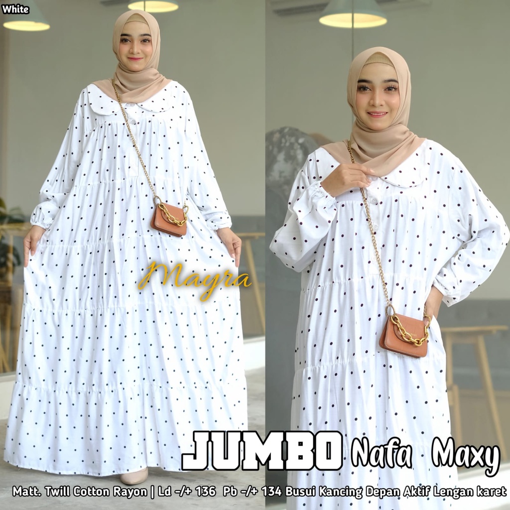 GAMIS JUMBO LD 136 PB 134 GAMIS SYARI BIG SIZE GAMOS JUMBO GAMUS JUMBO GAMIA JUMBO GANIS JUMBO BESAR-WHITE