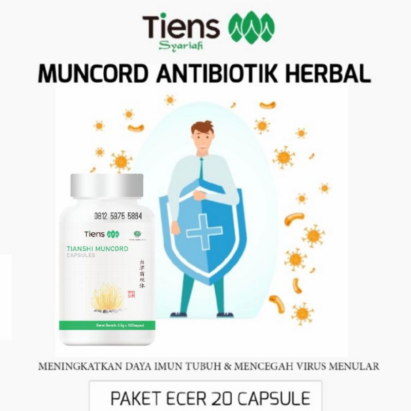 TIENS Muncord 20 Capsules | Paket Ecer Tiens herbal alami