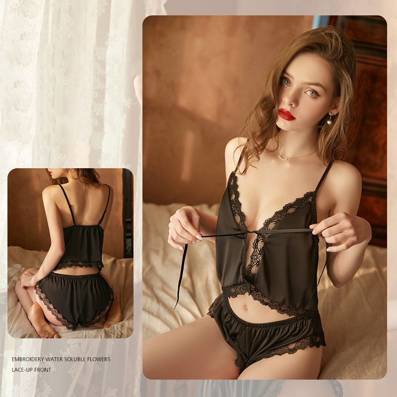 [ LINGERIE MASTER ] - (L-2) Sexy Lingerie Baju Tidur Set / Baju Tidur Sexy Wanita Bahan Satin / Sleepwear Lingerie-2