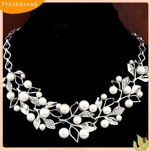 [TERLARIS]Women's Luxury Choker Faux Pearl Leaf Hollow Short Chain Necklace Jewelry