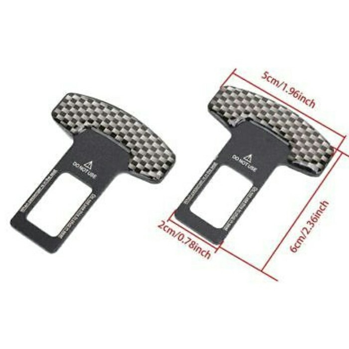 2Pcs Seat Belt Buzzer Stopper Penghalang Bunyi Sensor Seatbelt Carbon