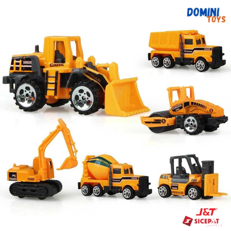 Mobil Mobilan Truk Diecast Car Metal Truk Konstruksi Edukasi Mainan Anak 6PCS Miniatur Truk Konstruk