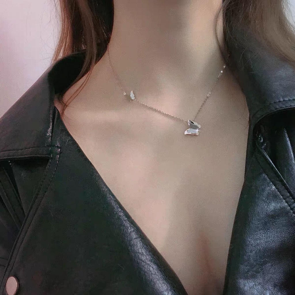 Net Red Butterfly pendek polos kalung wanita sederhana gaya dingin tembaga berlapis emas kalung popu