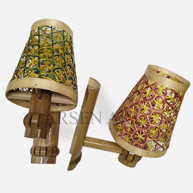 Kerajinan Tangan Hiasan Lampu Dudukan Lampu Bambu