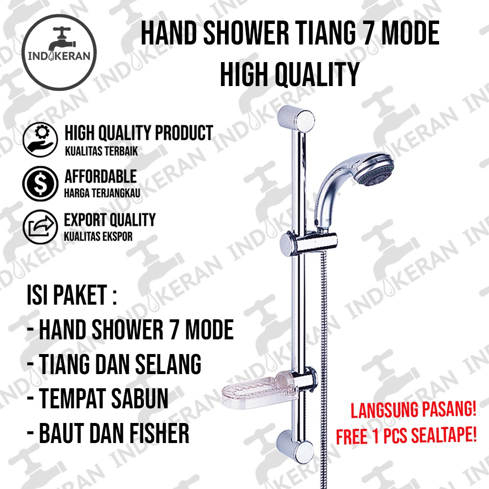 INDOKERAN - Hand Shower Tiang Kepala Bulat - 1/2 Inch -High Quality