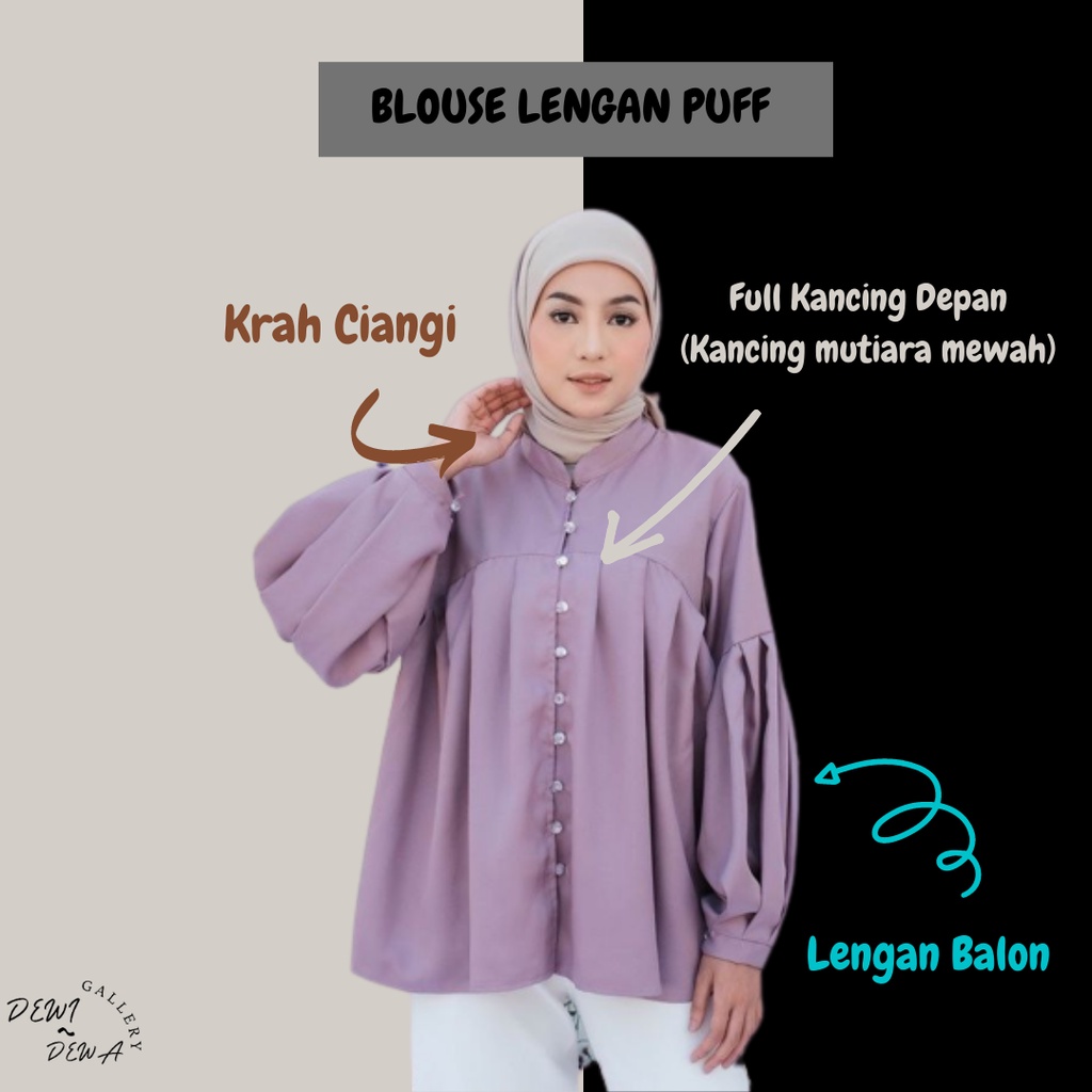 Blouse Wanita Kekinian Atasan / baju / kemeja lengan balon puffy Korean Style bluse atasan Wanita Le