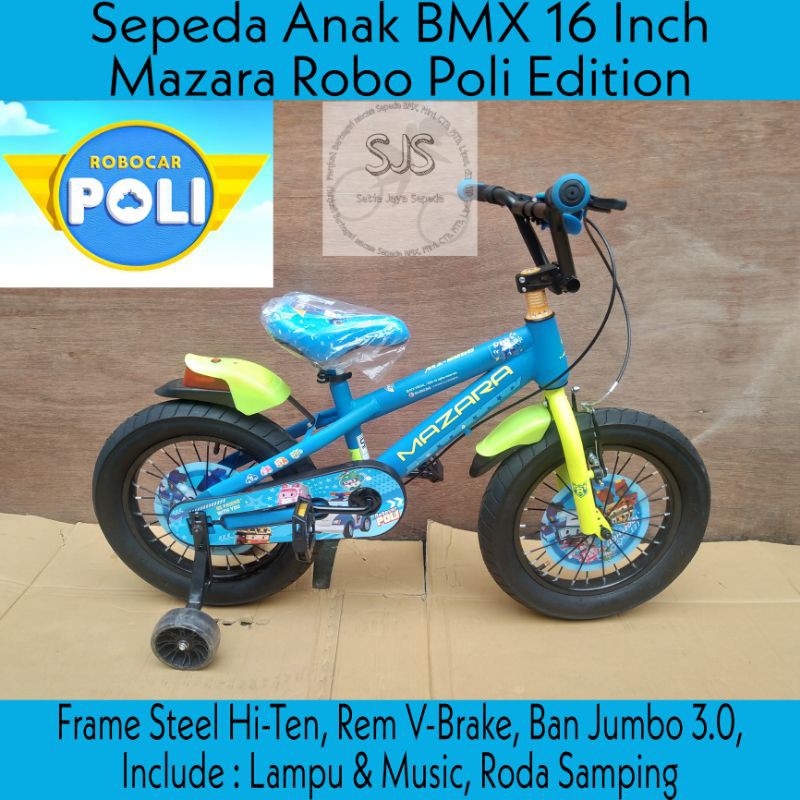 Sepeda Anak BMX 16 Inch Mazara Robocar Poli Edition New Ban Jumbo 3.0