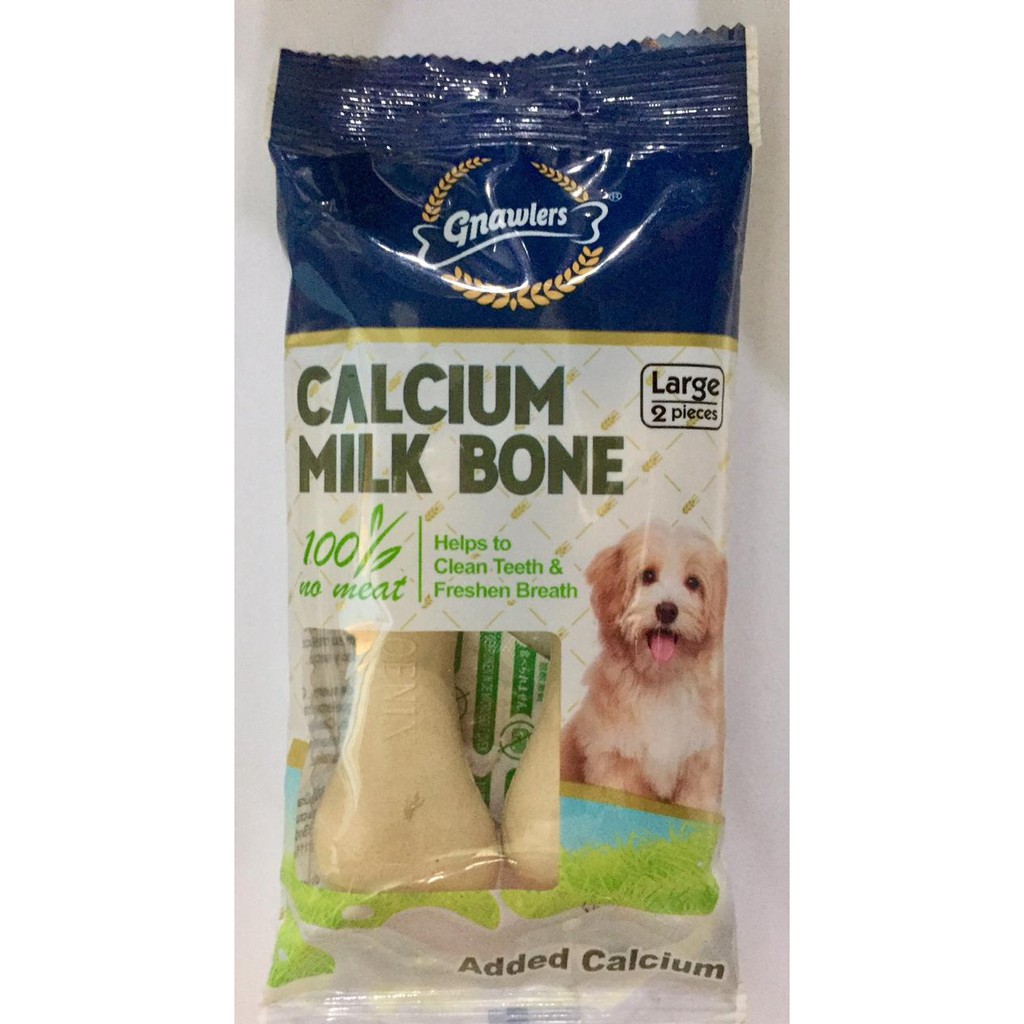 Gnawlers Calcium Milk Bone Cemilan Gigitan Pembersih Gigi Anjing