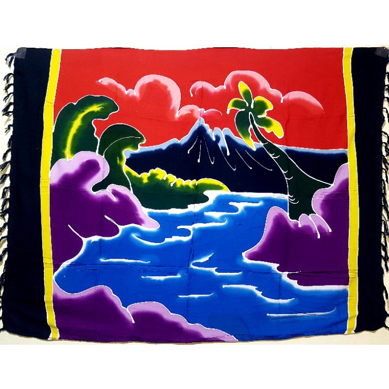 Sarung pantai lukis khas bali | Sarung pantai handmade | Kain pantai lukis | Sarung pantai murah-Pemandangan pantai