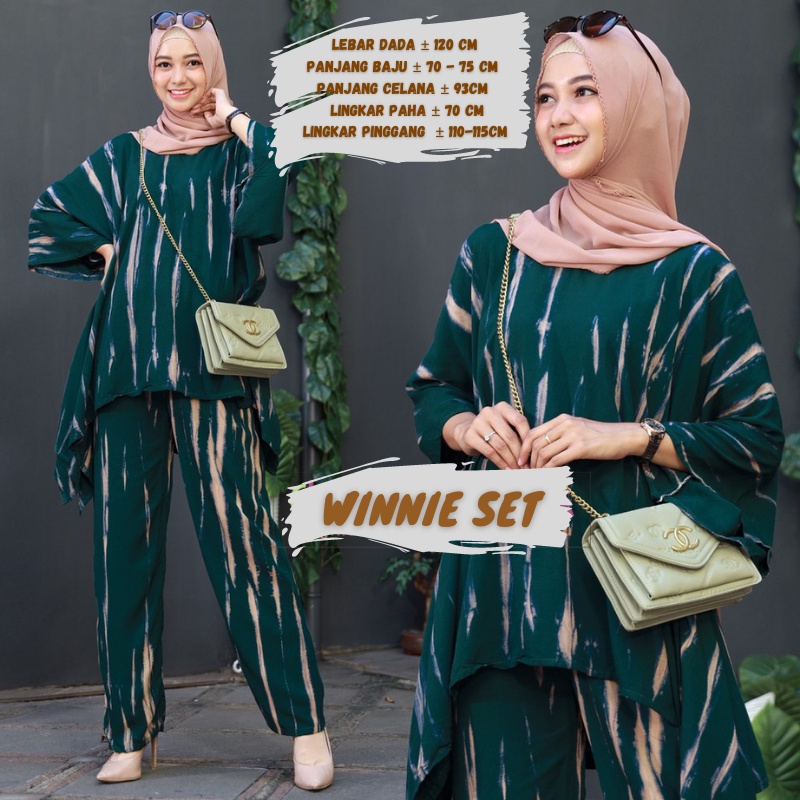 BAJU WANITA SETELAN TIE DIE DYE WAKA JUMBO SINTIA SET BUSUI ONE SET RAYON MOTIF KEKINIAN-WINNE HIJAU