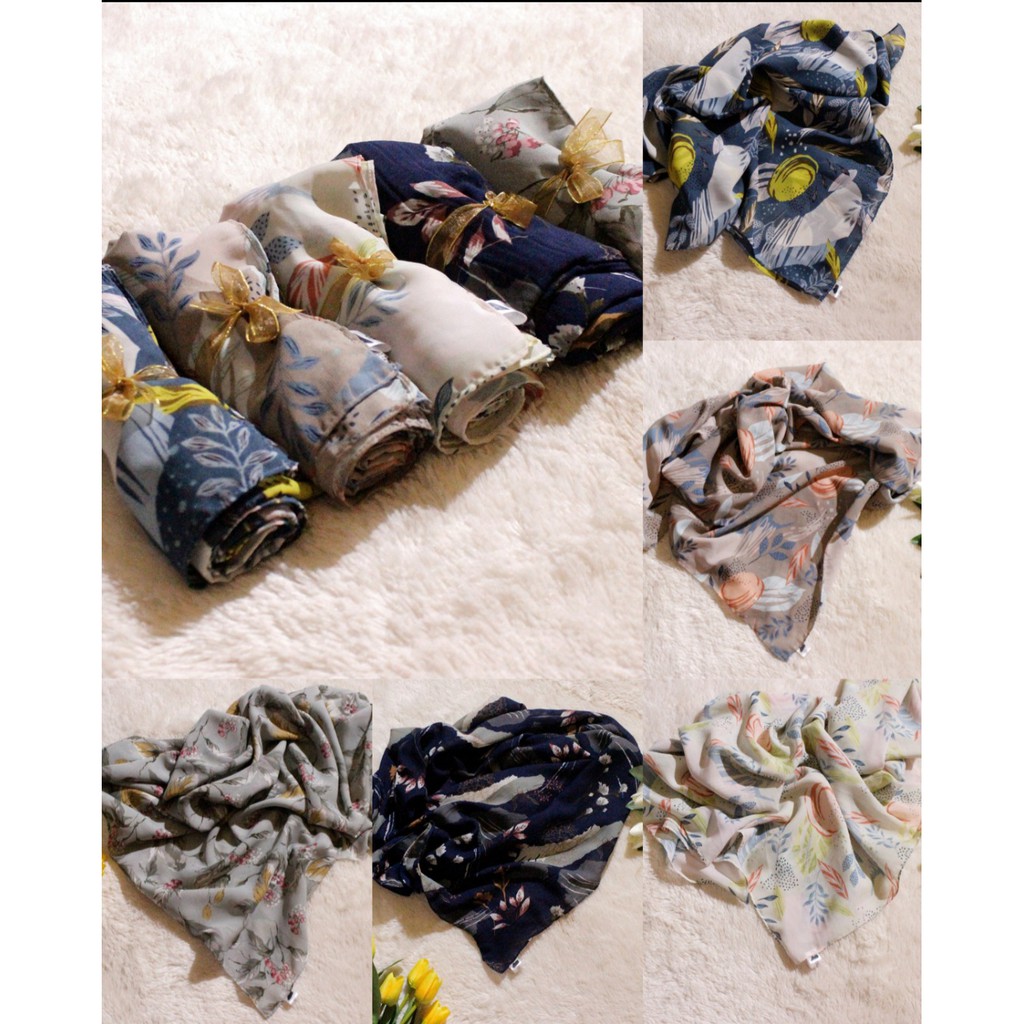 Hijab Segiempat Motif Bahan Chiffon