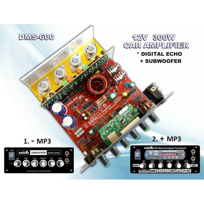 KIT POWER CAR AMPLIER SUBWOOFER 300W DMS-600 NO MP3 AMPLI SUBWOFER MOBIL ORIGINAL MUSIK BASS ASLI