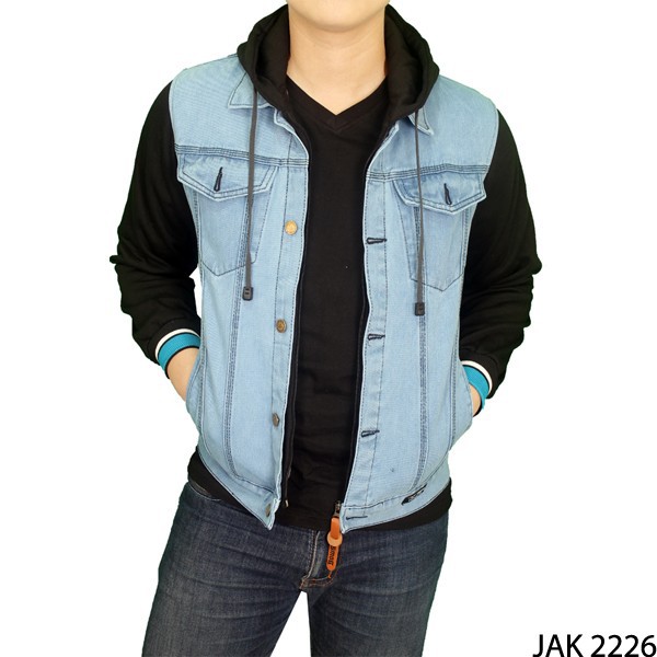 Jaket Jeans Fleece Jeans – Flece Biru Muda – JAK 2226