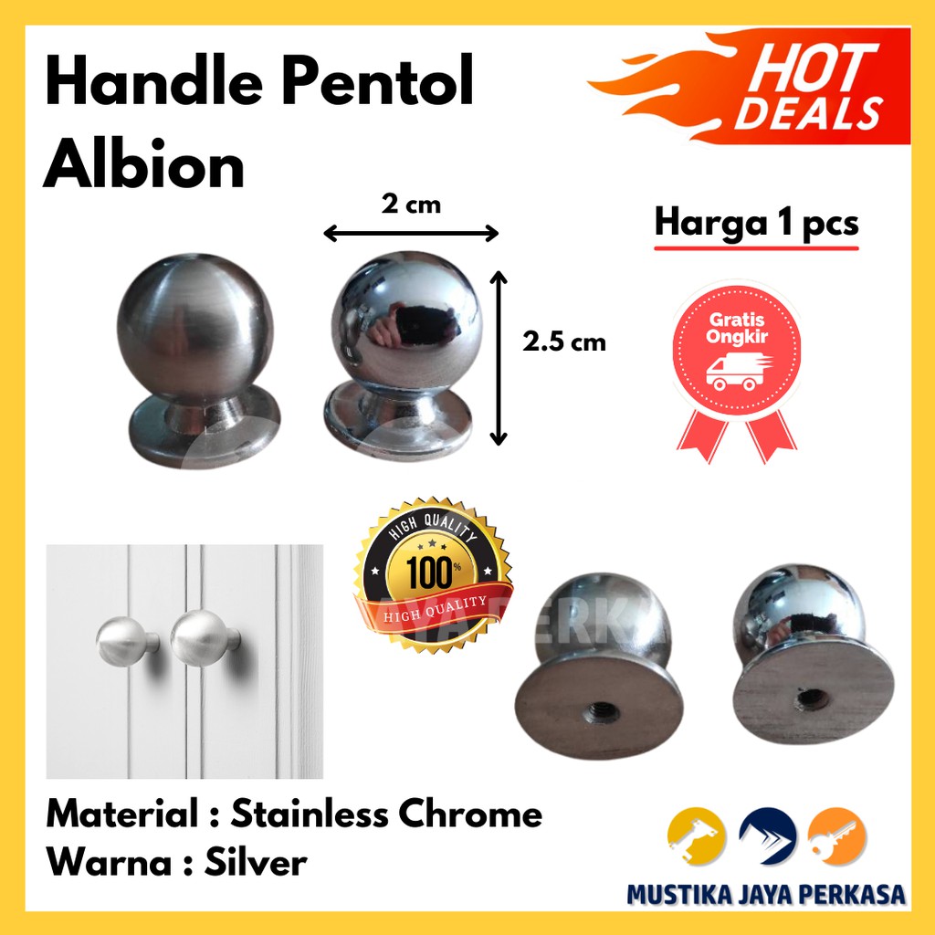 Handle Pentol Knob Pegangan Lemari Kecil Stainless Kuat Murah