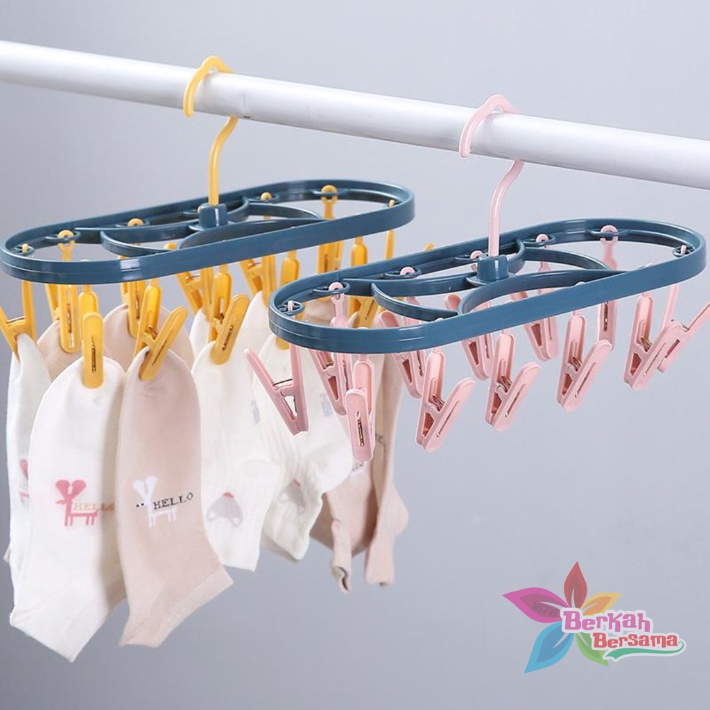 RT52 gantungan hanger hook jepit jepitan jemuran jemur baju kaos kaki jepit 12 klip BB6115