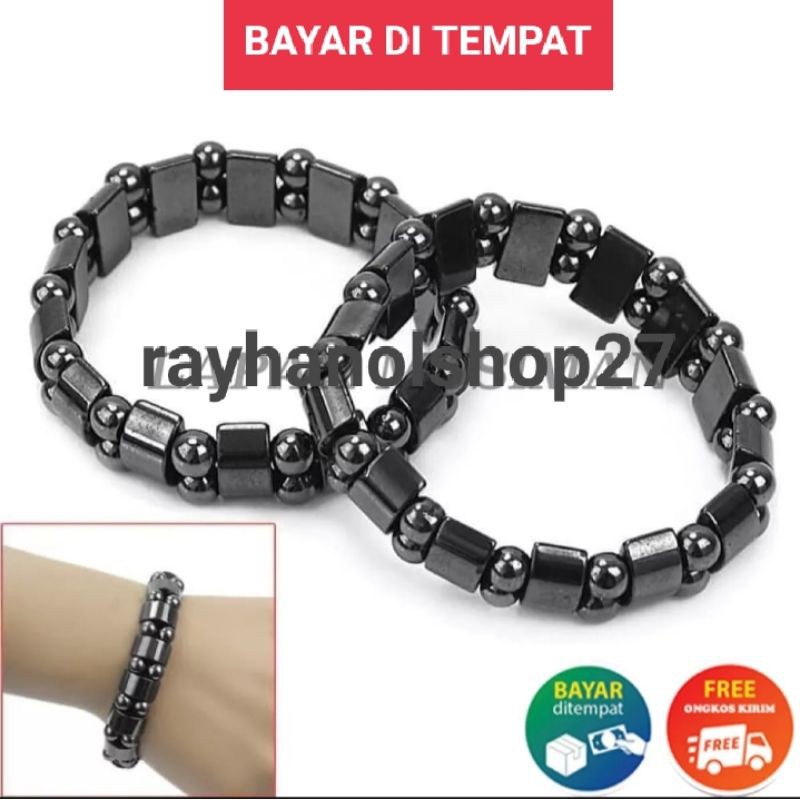 [BAYAR DI TEMPAT] Gelang batu kesehatan pria wanita Bracelet Stone Magnetic Magnet Energi