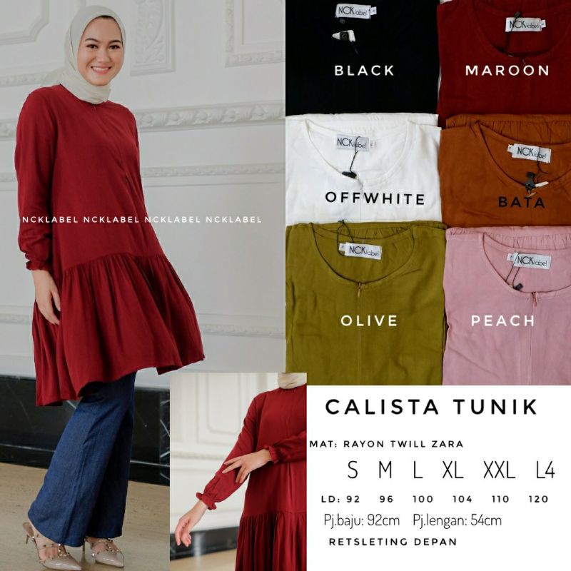Calista Tunik original by NCK Label bahan Rayon Twill Supper Adem dan Nyaman