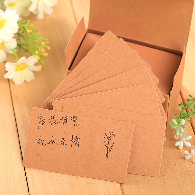 90 Sheets Creative Solid Color Note Retro Kraft Paper Word Message Card DIY Blank Cards