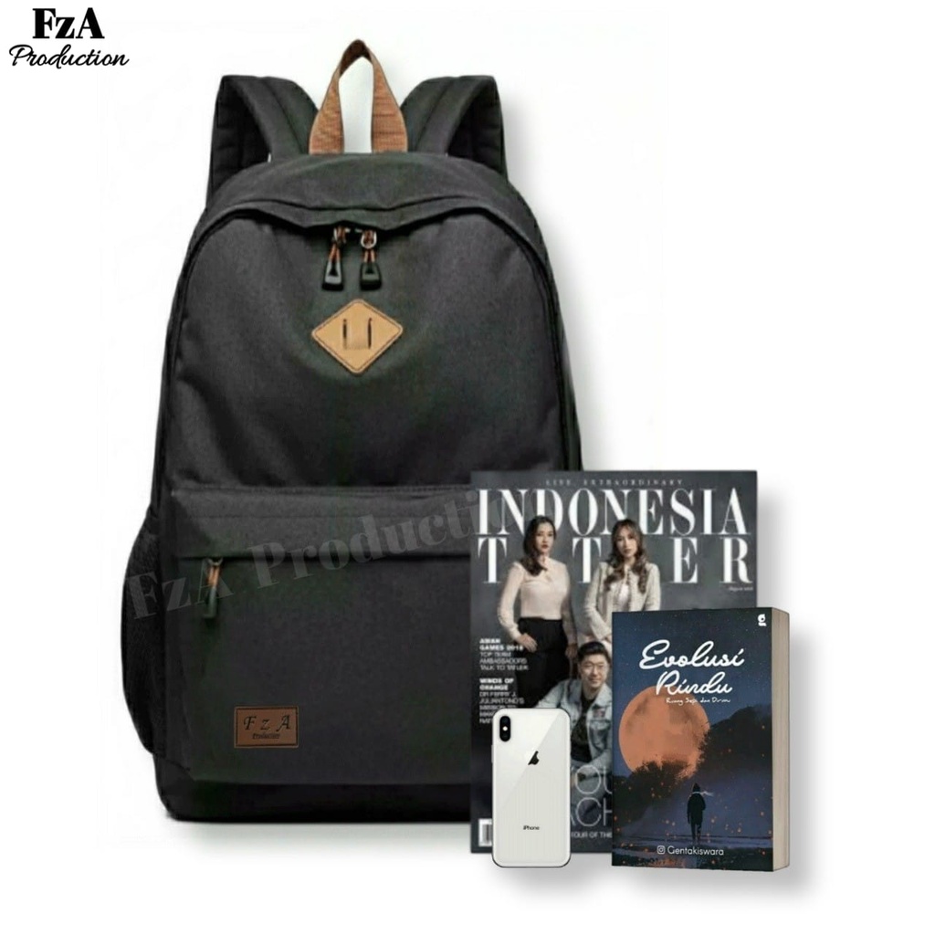 FzA Official - Big Promo..Tas Ransel Distro sekolah kuliah Kerja Pria 4286CV Tas Ransel Laptop - Black