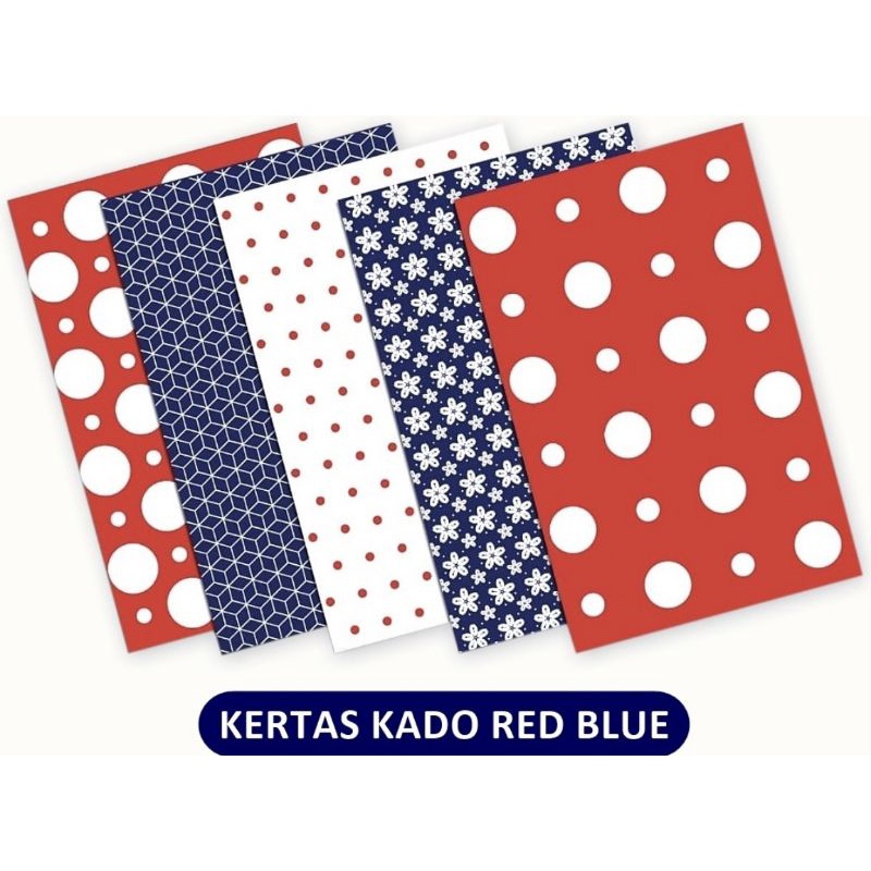 (50lembar) kertas kado/kertas bungkus/kertas kado lucu murah-REDBLUE
