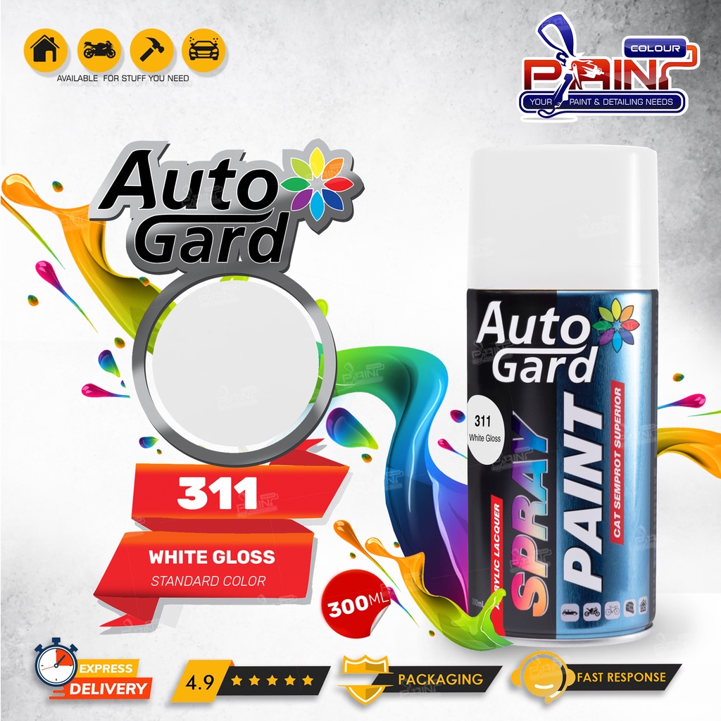 AutoGard Flat White Gloss AG-311 Cat Semprot Akrilik Mobil Motor Helm