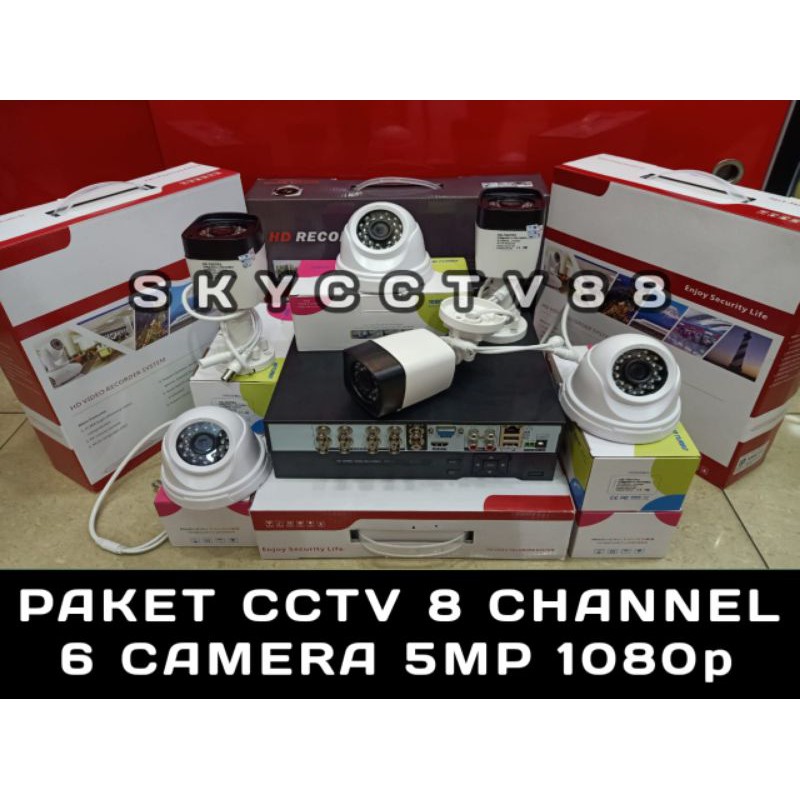 Paket Cctv Xmeye 8 Channel 6 Camera 5Mp Full HD 1080p Komplit+HDD 1TB