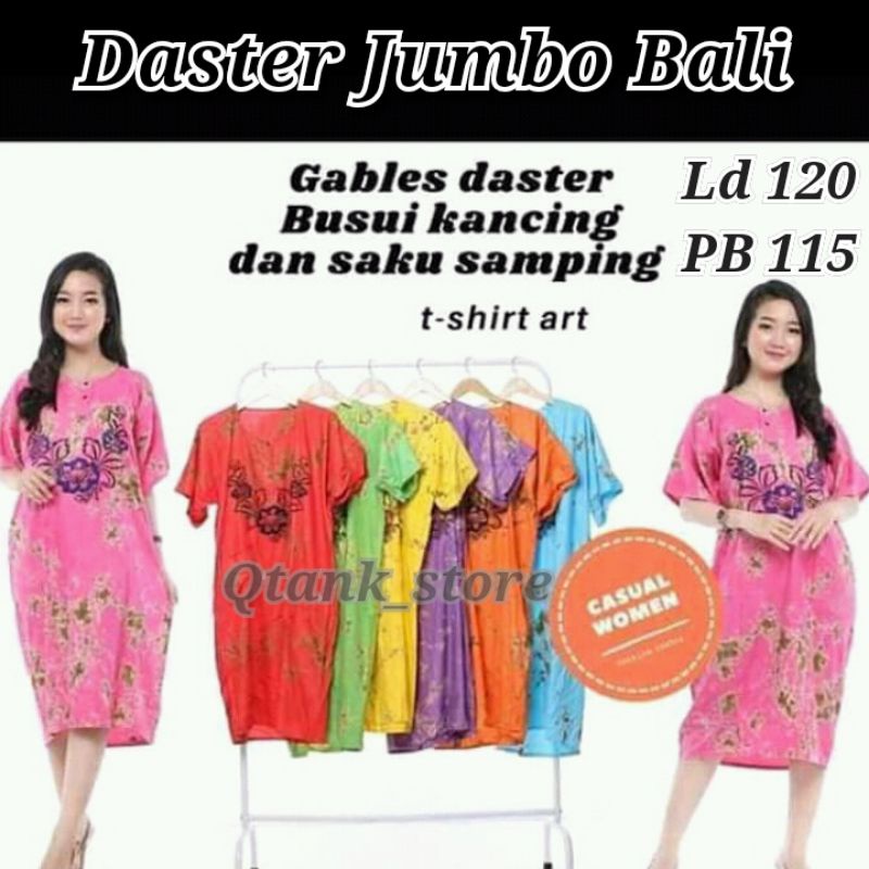 Daster Jumbo Bali Lengan Pendek Motif Batik Bunga Daster Jumbo kekinian