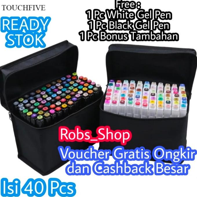 

(COD) Touchfive spidol twinmarker white 40pcs /40 warna/40 colour touchfive