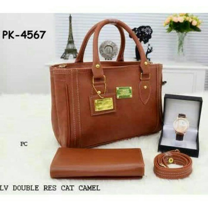 PROMO Tas Wanita Murah,Handbag,Tas Paket Murah,Dompet,Jam Tangan,LV,Merah Terlaris