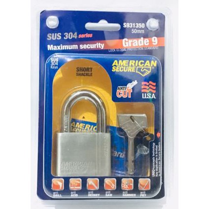 TERMURAH - GEMBOK 50 MM PENDEK AMERICAN SECURE ANTI MALING 50MM SHORT