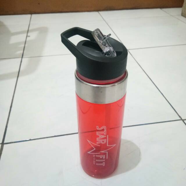 

Botol Minuman starfit gym warna merah ada tutup sedotan buat gym