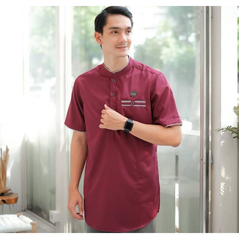 Baju Koko Kurta Dewasa Lengan Pendek Material Catton  Adem Serap Keringat-5
